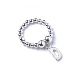 Image of Initial D Charm with Sterling Silver Ball Bead Ring