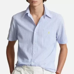 Image of Polo Ralph Lauren Mens Short Sleeved Seersucker Shirt - Blue/White - L