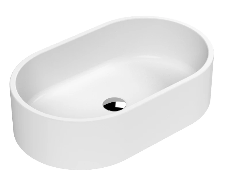 Image of Balterley Oval Ceramic Countertop Vessel Without Overflow Matt White 565mm White
