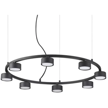 Image of Ideal Lux MINOR - Indoor 8 Light Circular Ceiling Pendant Lamp 8 Lights Black