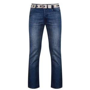 Image of Lee Cooper Belted Jeans Mens - Dark Wash