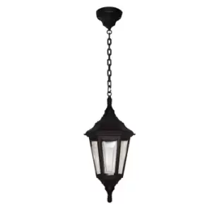 Image of Kinsale 1 Light Outdoor Coastal Ceiling Chain Lantern Black IP43, E27