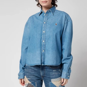Image of Polo Ralph Lauren Womens Wide Fit Cropped Shirt - Zaia Wash - S