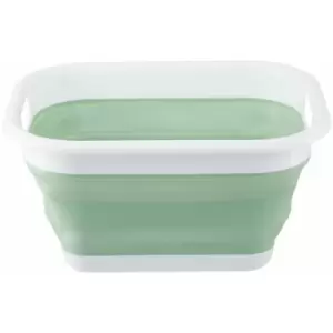 Image of Premier Housewares Collapsible Green White Laundry Basket Multipurpose And Portable Made from Sturdy PP And Eco-friendly Rubber 34 x 24 x 44