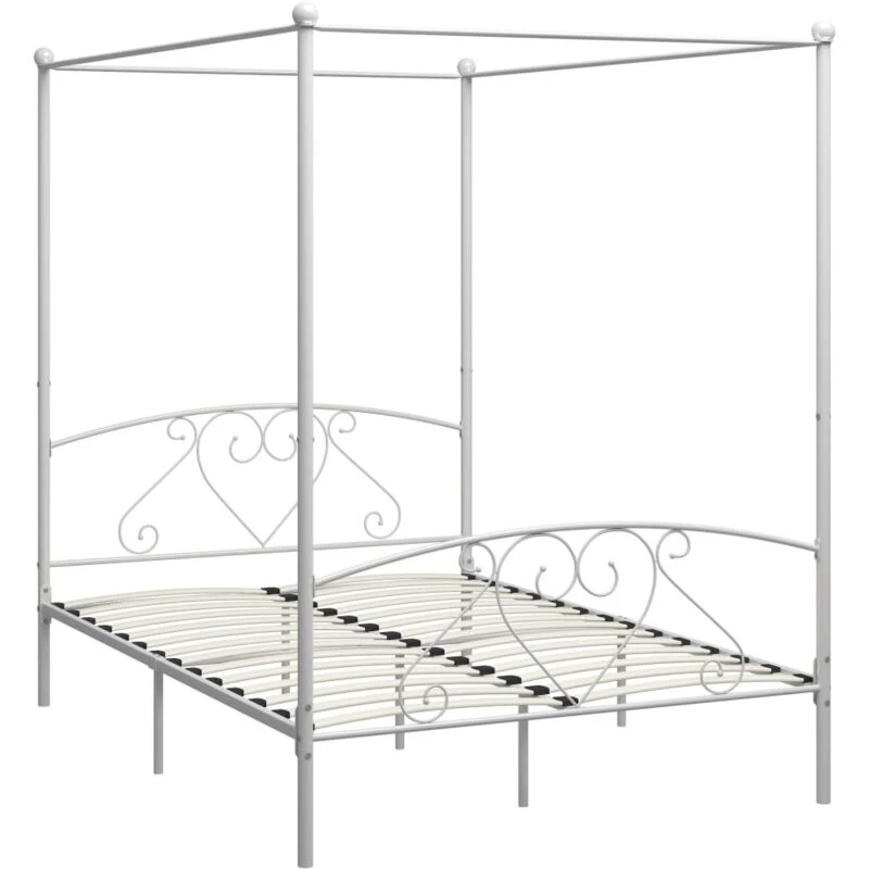 Image of VIDAXL Bed Frame without Mattress with Canopy White 160x200cm Metal Vidaxl 8719883783468