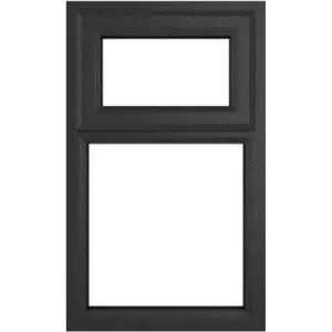 Image of Crystal Casement uPVC Window Top Hung Opening Over Fixed Light 610mm x 1040mm Clear Double Glazing /White in Grey