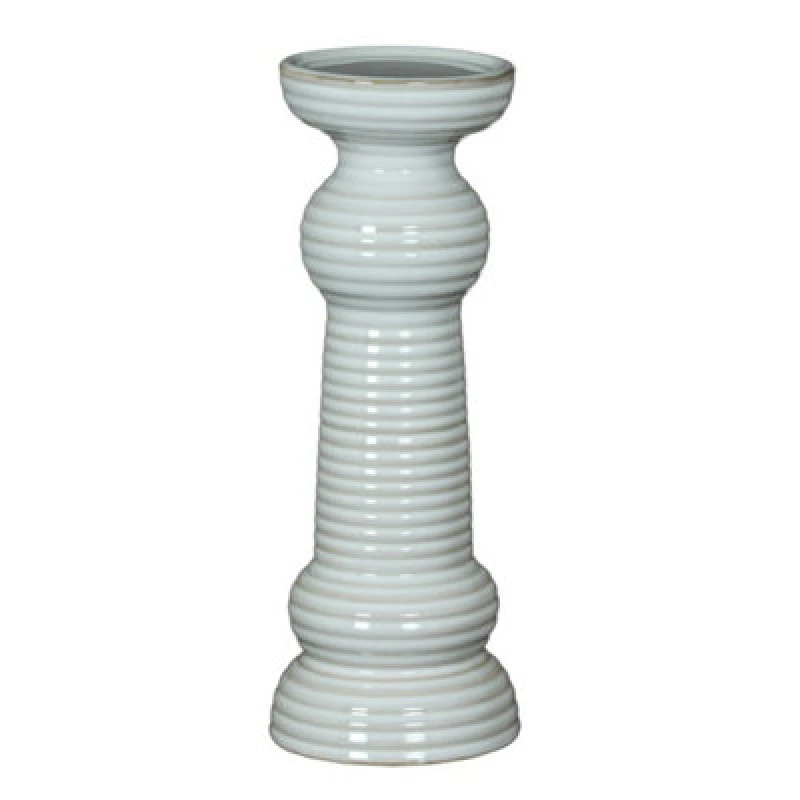 Image of Hill Interiors Sile Medium Pillar Candle Holder - Ceramic - L11 X W11 X H31cm - White