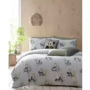 Image of Furn Pandas Duvet Cover Set (Superking) (Mint Green) - Mint Green