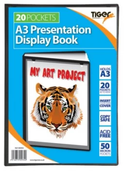 Image of Tiger A3 Presentation Display Book Black 20 Pocket