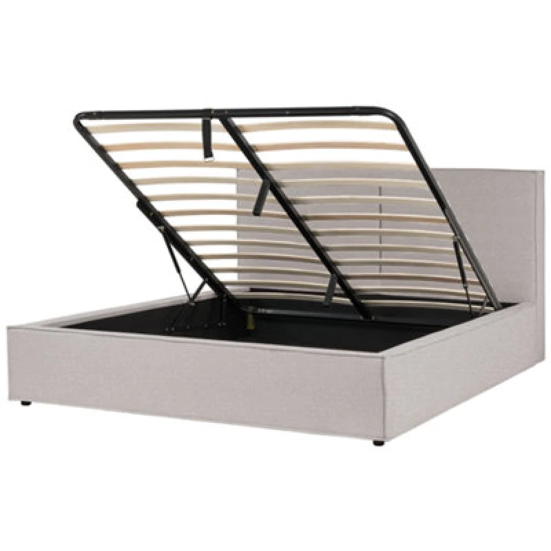 Image of Beliani Ottoman Bed Fabric Moissac 180 X 200 Cm (Eu Super King) Light Grey