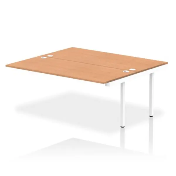 Image of Impulse Bench Dynamic Impulse W1800 x D1600 x H750mm Back to Back Bench Desk 2 Person Extension Kit Oak Finish White Frame - IB00433 IB00433