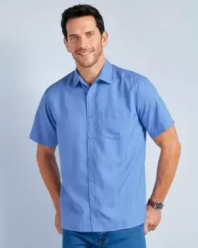 Image of Cotton Traders Mens Short Sleeve Soft Touch Shirt in Blue