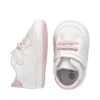 Image of Calvin Klein Jeans Inst Logo Slide Crib Shoes - White