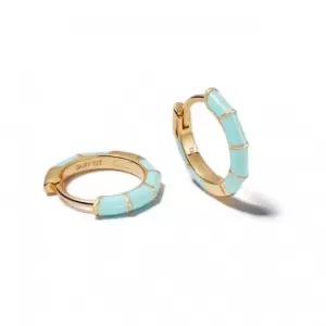 Image of Turquoise Stripe Huggie Hoop 18ct Gold Plated Earrings EE04_GP