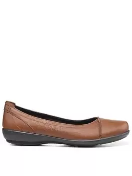 Image of Hotter Robyn Ii Casual Leather Ballerina Shoes - Rich Tan, Brown, Size 9, Women