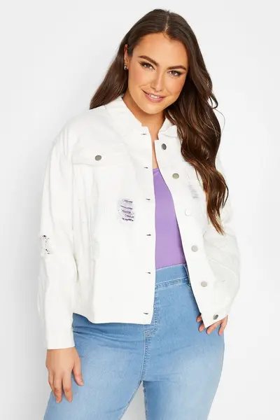 Image of Yours Denim Jacket White