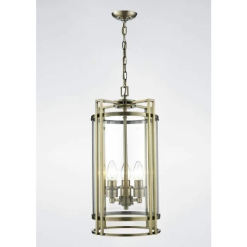 Image of Eaton pendant light 3 Bulbs antique brass / glass