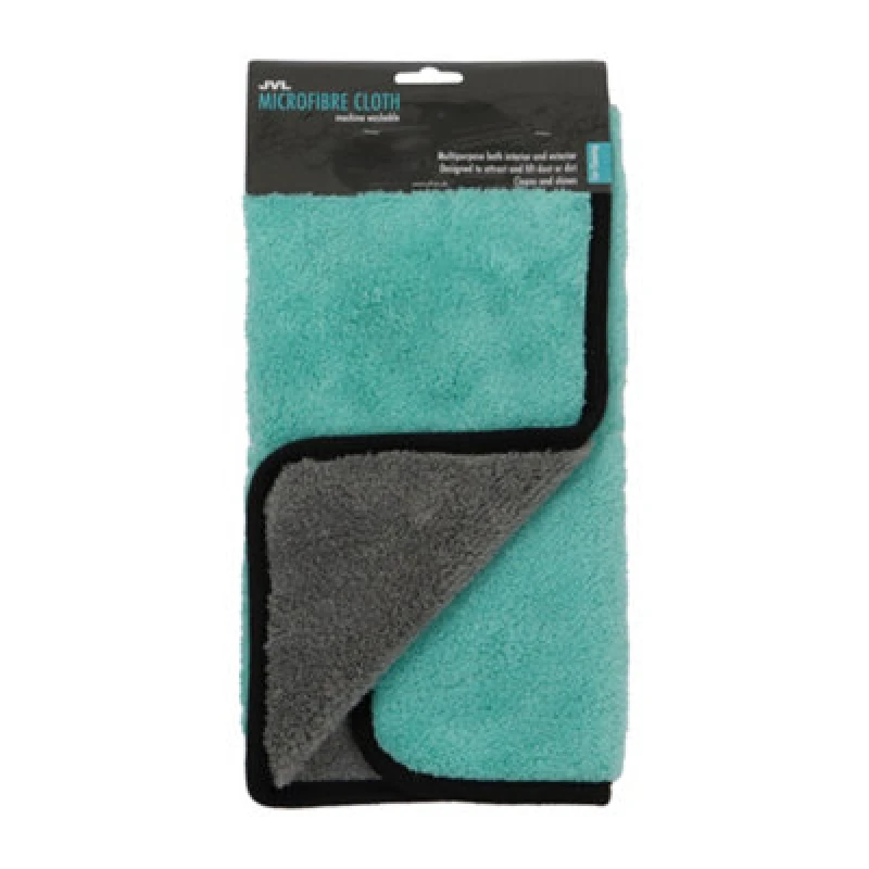 Image of JVL Car and Bike Care Cleaning Range Luxury Microfibre Cloth, Teal and Grey 20-423
