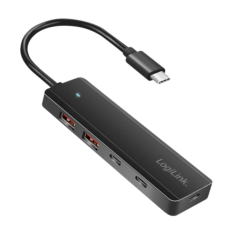 Image of LogiLink USB 3.2 Gen2 Hub. 4-port. 2x USB-A & 2x USB-C. black