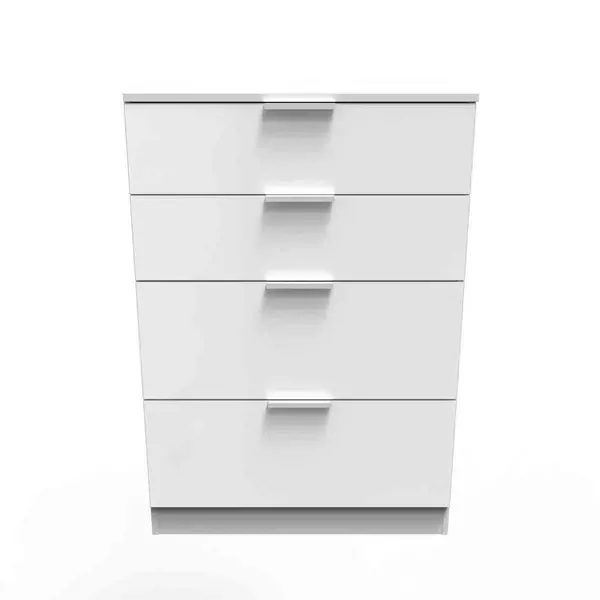 Image of Welcome Furniture Ready Assembled Plymouth 4 Drawer Deep Chest In White Gloss PLY050WGW