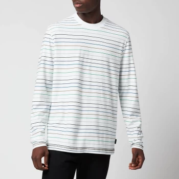 Image of Ted Baker Mens Wassup Striped Long Sleeve T-Shirt - White - 3/M