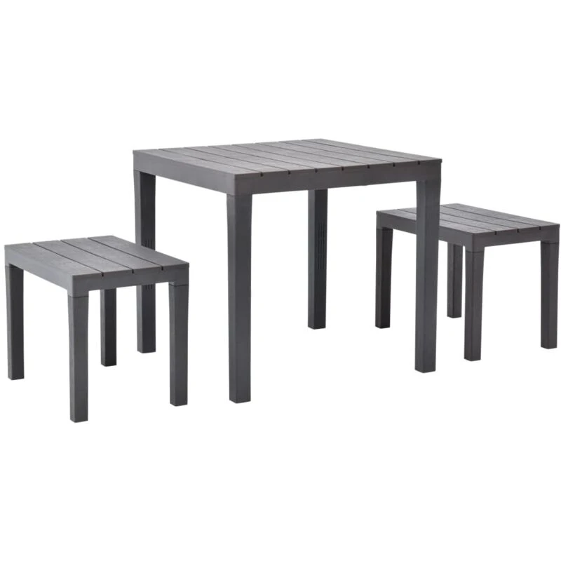 Image of VIDAXL Garden Table with 2 Benches Plastic Brown Vidaxl 48779