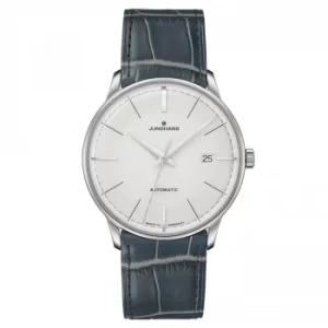 Image of Junghans Meister Classic Terrassenbau Automatic 027/40190.02 Silver Dial Green Leather Strap Mens Watch