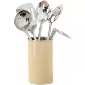 Image of 5pc Cream Enamel Canister Kitchen Utensils Set - Premier Housewares