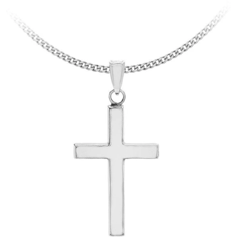Image of Be You Sterling Silver Plain Cross Necklace Sterling Silver female 18inch