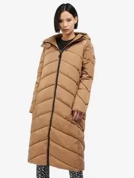 Image of Barbour International Homerun Chevron Quilt Padded Coat - Brown, Size 14, Women