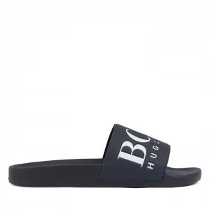Image of Hugo Boss Logo Pool Slides Navy/White Size 10 Men