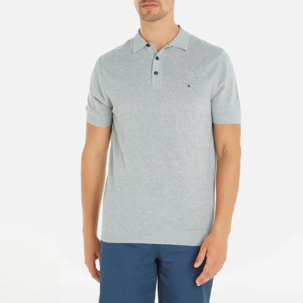 Image of Tommy Hilfiger Chain Ridge Structure Cotton Polo Shirt - M