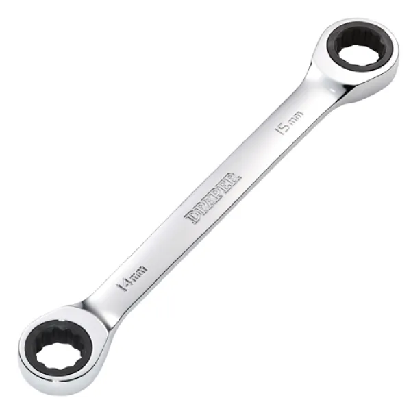 Image of Draper HI-TORQ Metric Double Ratchet Ring Spanner, 14 x 15mm