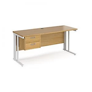 Image of Maestro 25 Cable Managed Desk with 2 Drawer Pedestal Depth of 600mm White