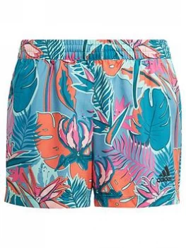 Image of Adidas Girls Junior G A.R. Shorts - White/Blue