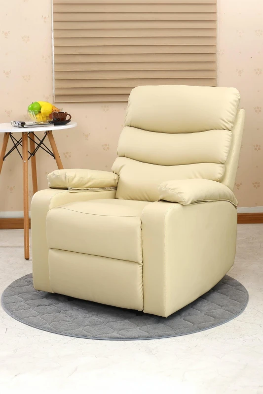 Image of More4Homes Ashby Leather Recliner Armchair Sofa Home Lounge Chair Cream