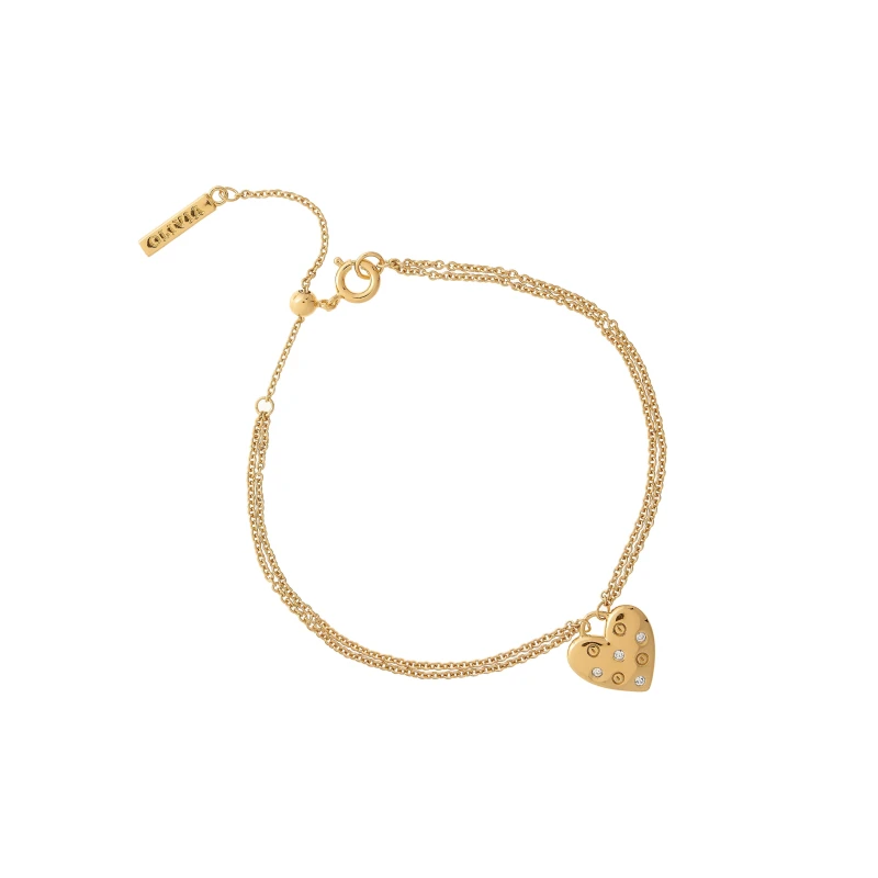 Image of Olivia Burton Heart Stud Plated Stainless Steel Bracelet - Gold Gold One Size