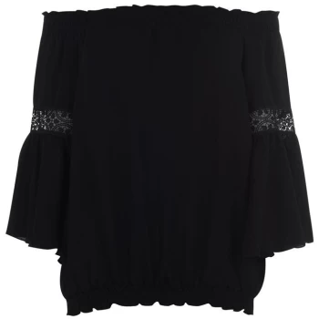 Image of Biba Lace Bardot Top - Black