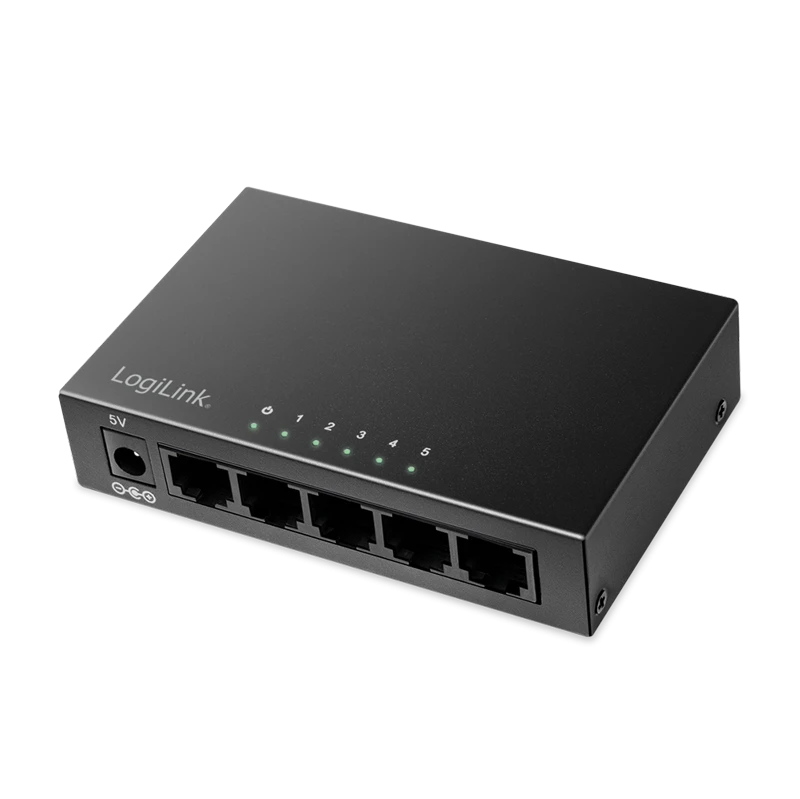 Image of LogiLink Desktop Gigabit Ethernet Switch 5-port. metal case. black
