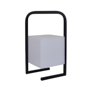 Image of Corte IP44 RGB LED Rechargeable Table Light with White Cube Shade