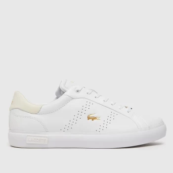 Image of Lacoste White & Gold Powercourt Trainers