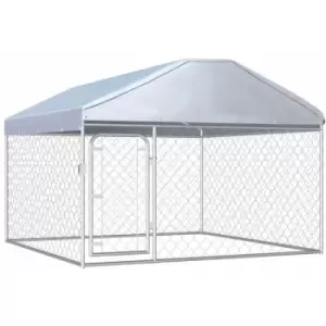 Image of Vidaxl - Outdoor Dog Kennel with Roof 200x200x135cm Silver