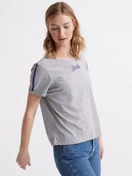 Image of Superdry Vintage Logo Micro Boxy Tee - Grey Marl, Size 10, Women