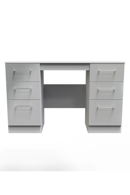 Image of Chester Double Pedestal Desk In Uniform Grey & White (Ready Assembled)