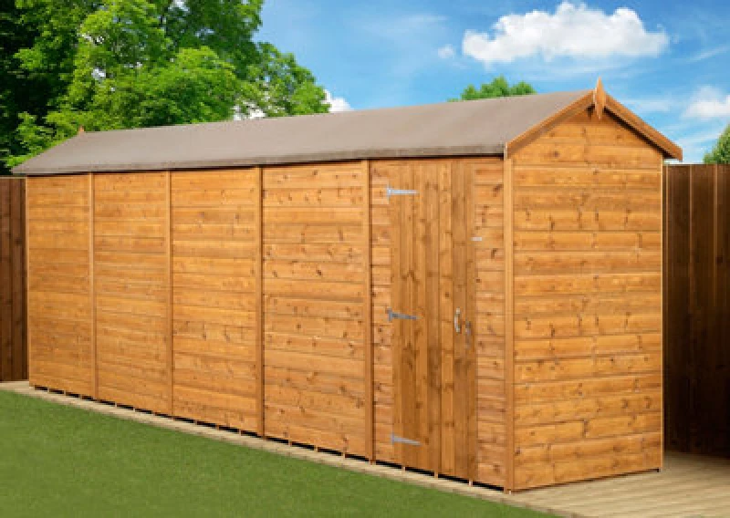 Image of Empire Sheds Empire Modular Apex 4X20 Dipped Treated Tongue And Groove Wooden Garden Shed Single Door (4' X 20' / 4ft X 20ft) (4X20)