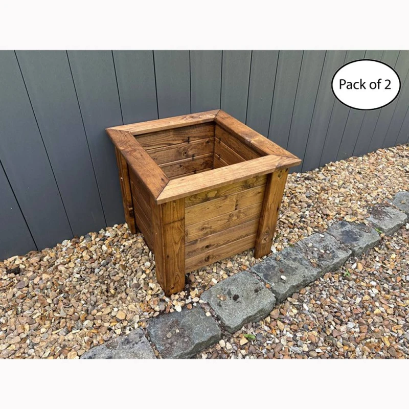 Image of Charles Taylor Multi Pack of 2 - Prestbury Raised Square Large Planter - Timber in Light Brown Light Brown Unisex