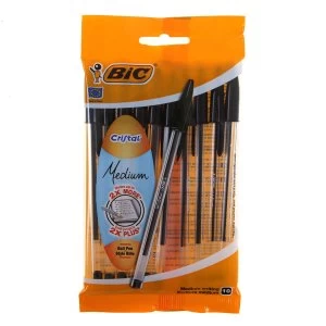 Image of Bic Cristal Medium Ballpoint Pens - Pack of 10 - Black