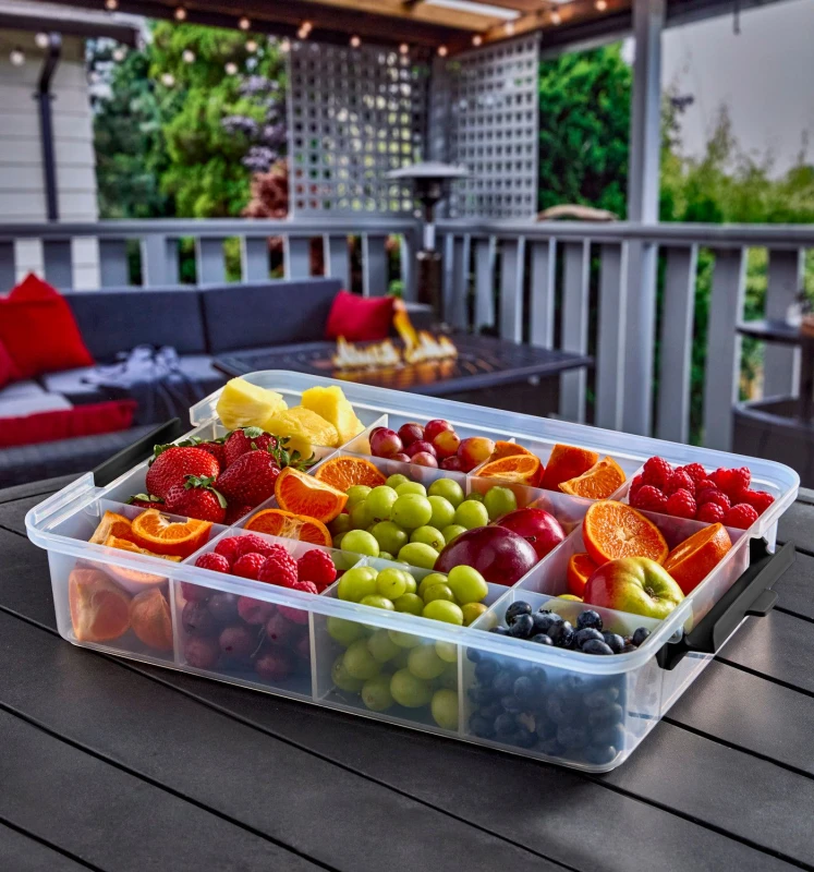 Image of Farberware Multi Purpose Snack Box with 11 Dividers & Chopping Board Lid, 30x40.5cm in Brown Size: 30x40.5cm Brown Unisex 30x40.5 cm