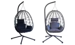 Image of Hanging Swing Chair with Cushions, Dark Grey, Neo