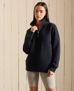 Image of Superdry Loose Fit Vintage Logo Embroidered Zip Henley Top